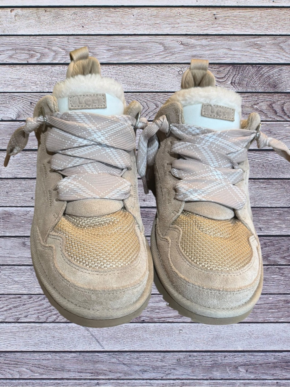 UGG Lowmel Sneakers Sand Tan Chunky Viral Suede Ankle Booties Size Hack 7.5 / 8 - Picture 3 of 16